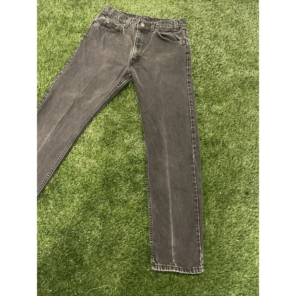 Vintage 90s Levis 505 Orange Tab Black Jeans Made In USA 32x30 Faded Charcoal